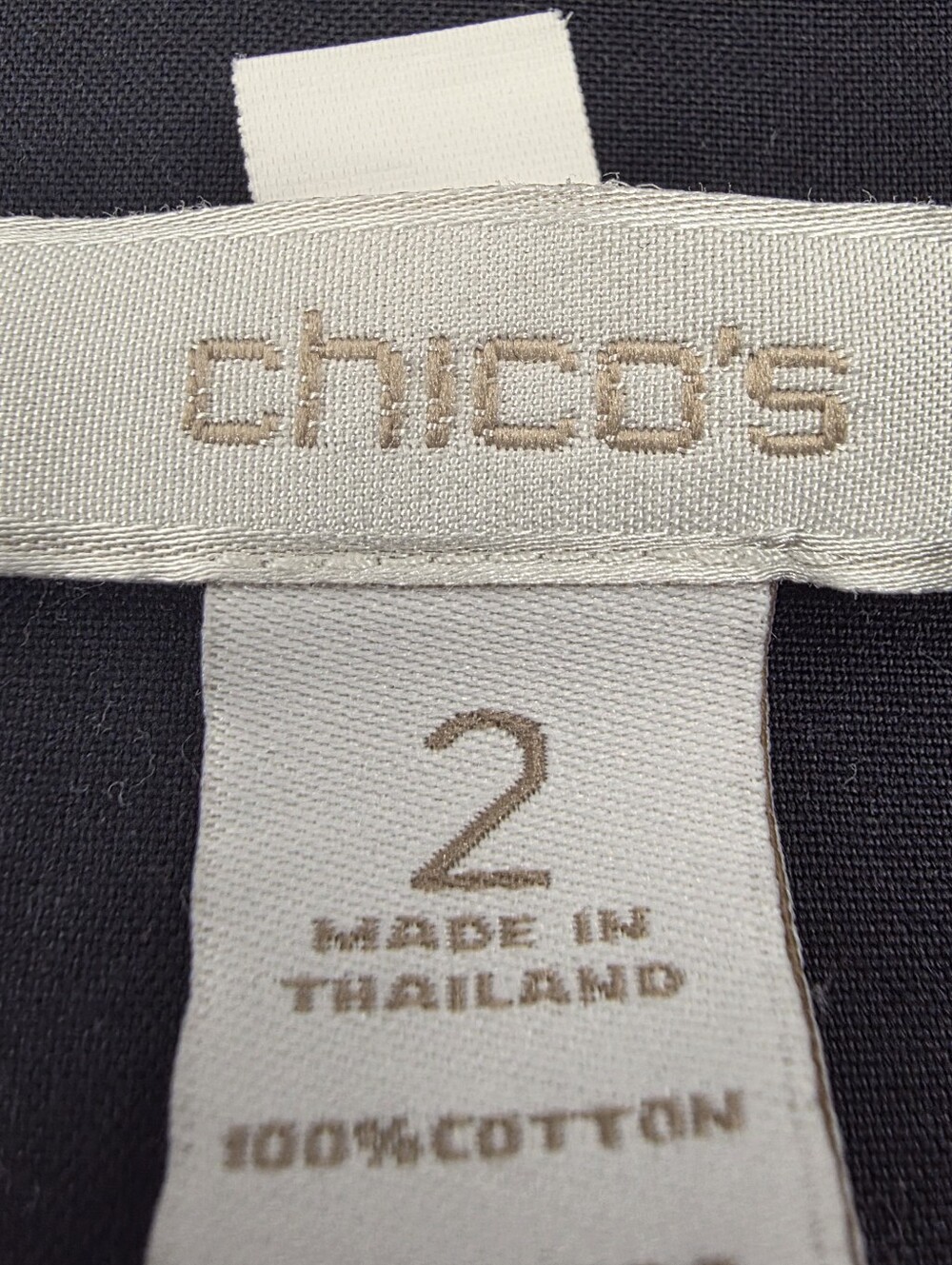Chico's No Iron Black 100% Cotton Hidden Button Tunic Blouse Large Size 2 - Picture 8 of 9